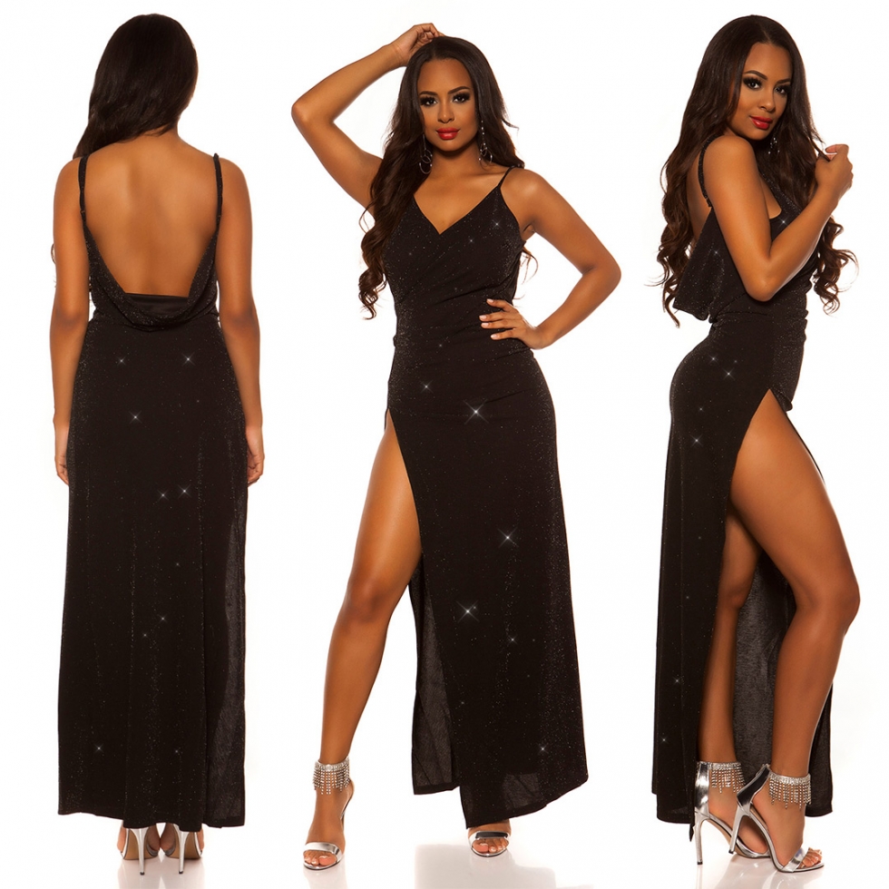 Sexy Trägerkleid mit Wickel-Ausschnitt - schwarz