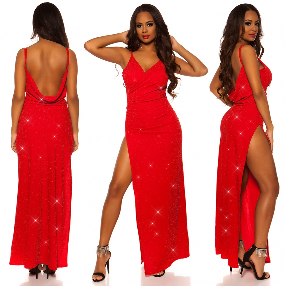 Sexy Trägerkleid mit Wickel-Ausschnitt - rot