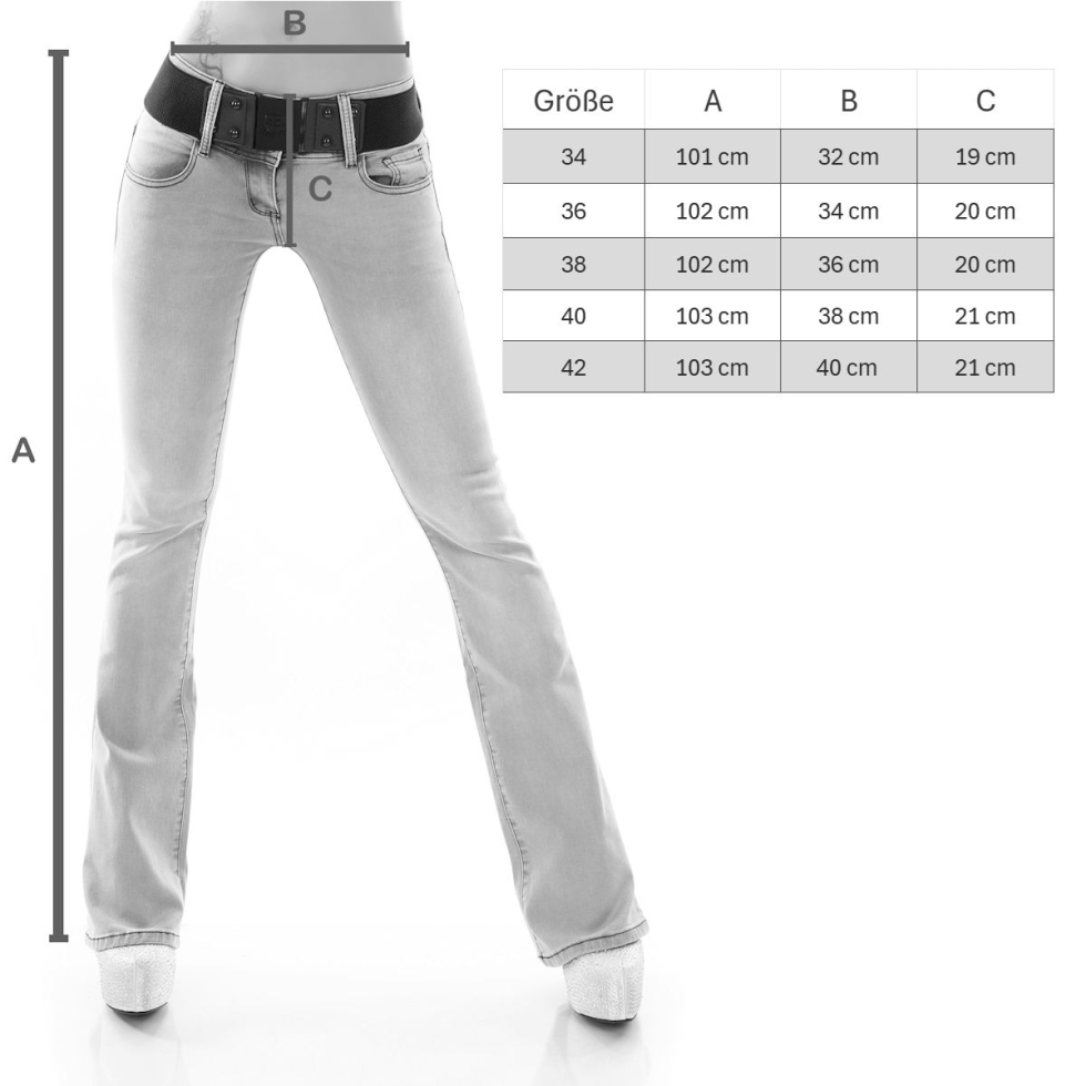 Middle Waist Bootcut-Jeans inkl. Gürtel - blue washed