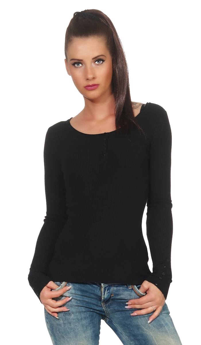 Taillierter Rippstrick-Pullover