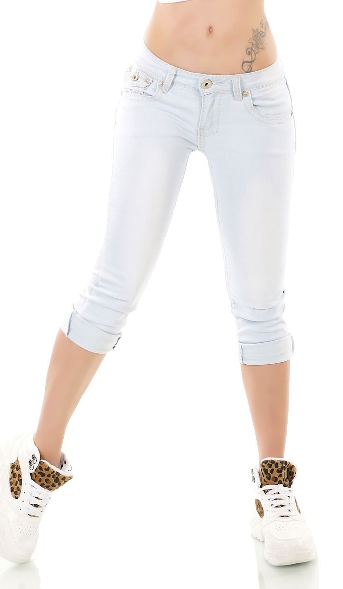 Flap Pokets Capri Jeans