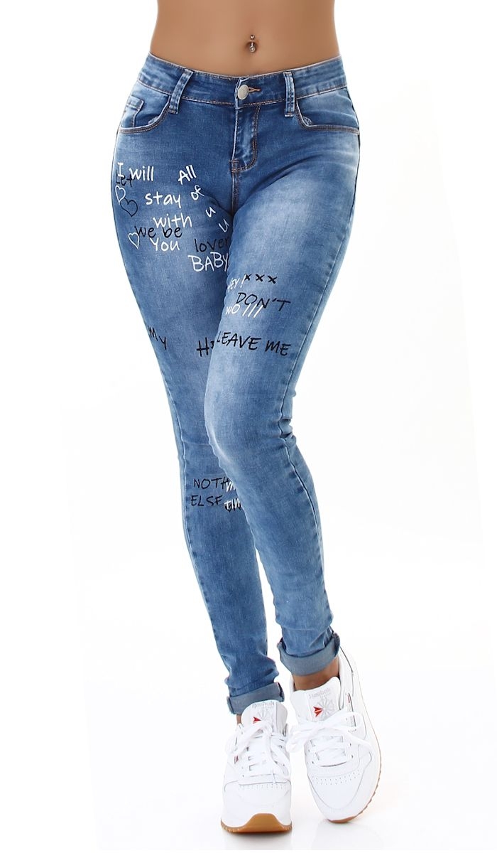 Used Jeans mit Prints