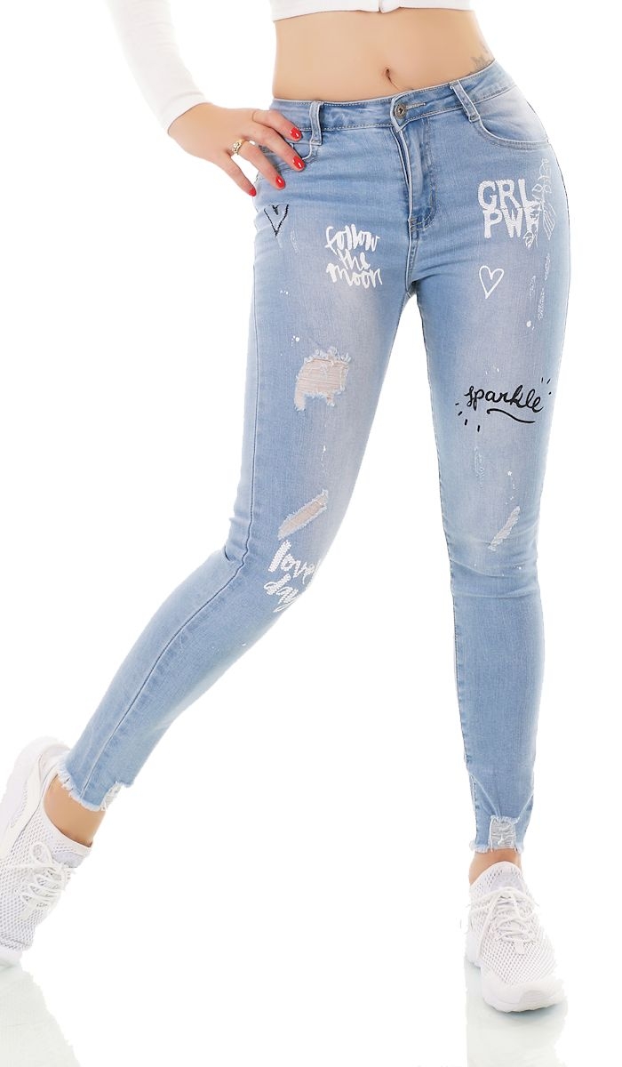 Used Jeans mit Prints
