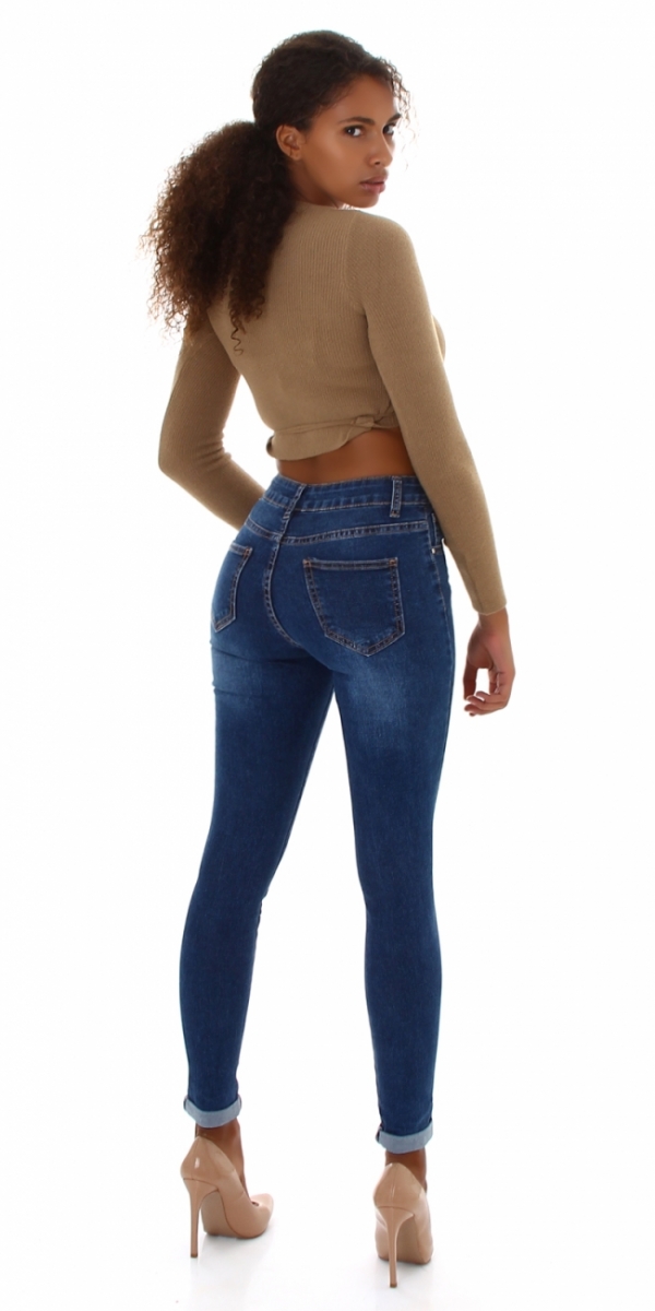 High Waist Skinny Jeans im modischen Wasch-Effekten - blue washed