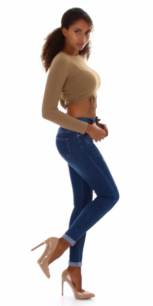 High Waist Skinny Jeans im modischen Wasch-Effekten - blue washed