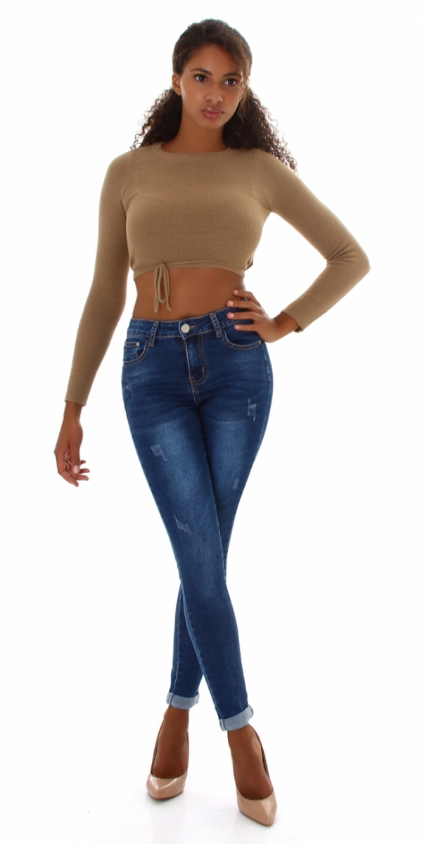 High Waist Skinny Jeans im modischen Wasch-Effekten - blue washed
