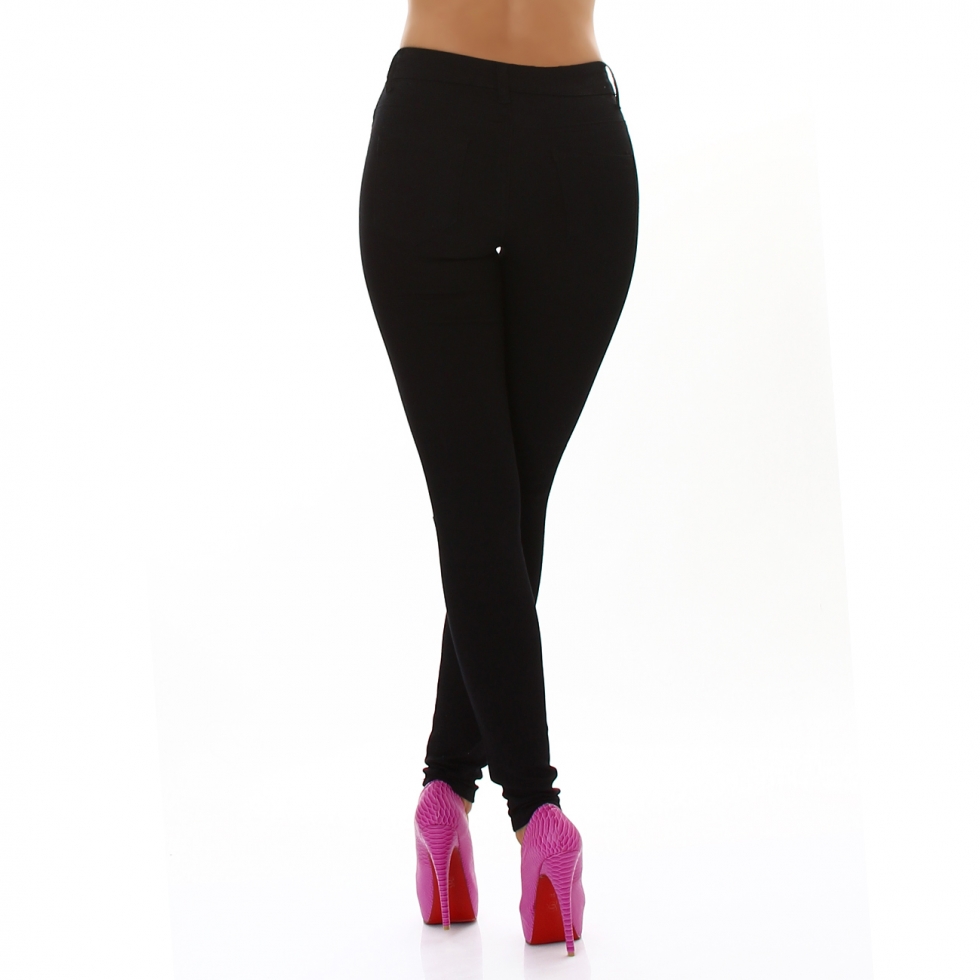 High Waist Skinny-Jeans im Crinkle-Parteien - schwarz