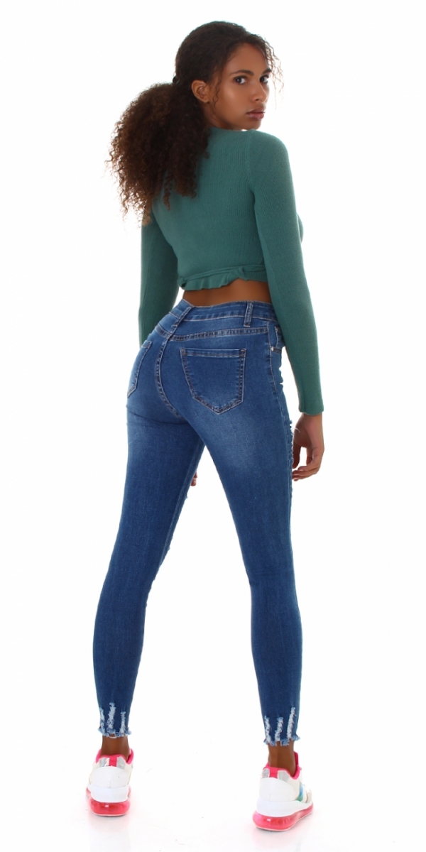Sexy Skinny Jeans mit Destroyed-Effekten - blue washed