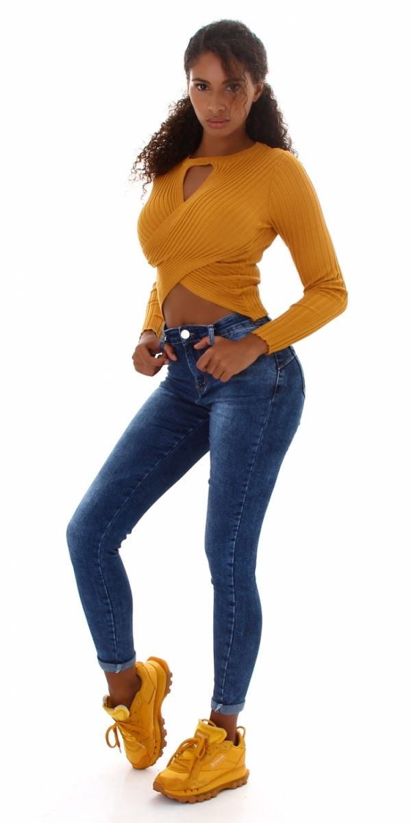 Sexy Push Up Skinny Jeans im aktuellen Wasch-Effekten - blue washed