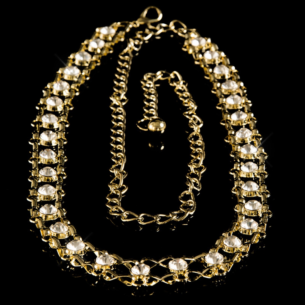 Kettengürtel mit großen Strass-Steinen in gold