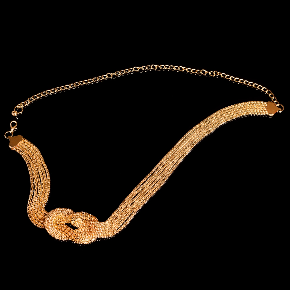 Glänzender Kettengürtel mit Zierknoten - gold