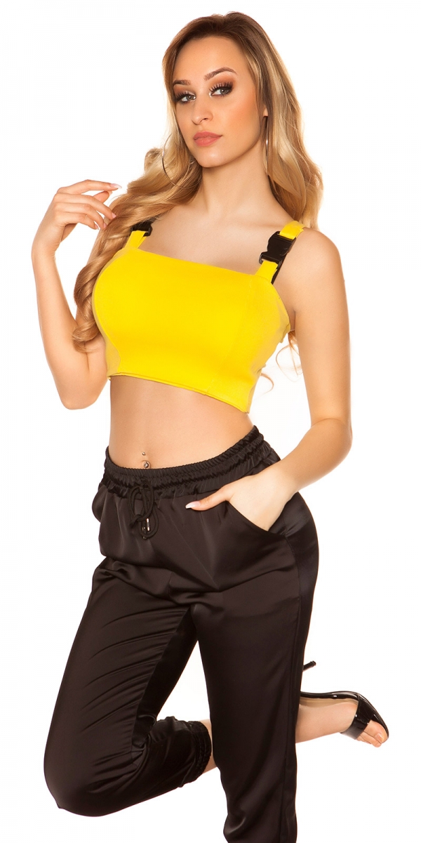 Sexy bauchfreies Crop-Top in yellow sun