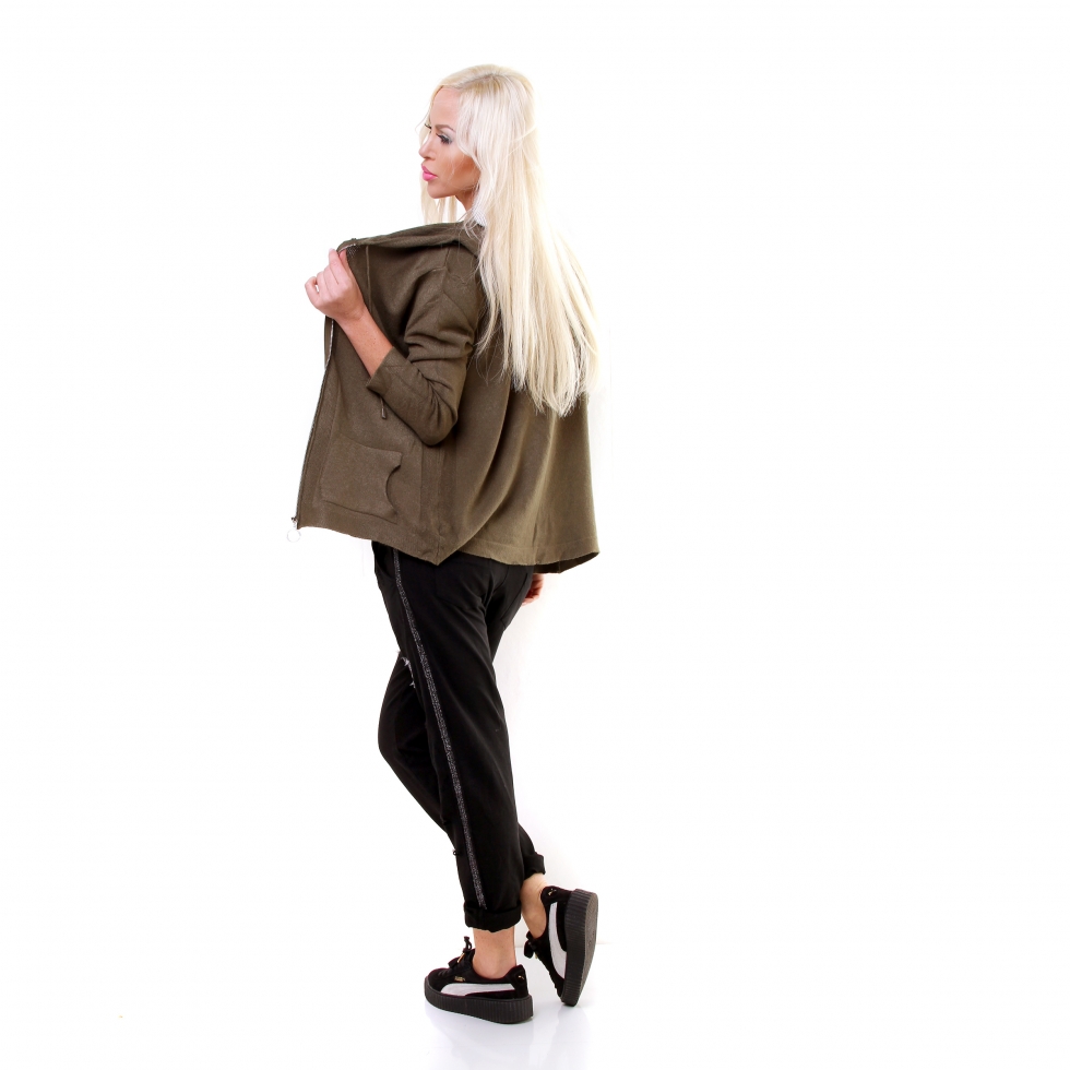 Lässige Sweatjacke mit Zipper und Kapuze in grün