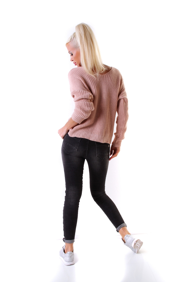 Moderne Röhren-Jeans mit Kontrast-Streifen - black washed