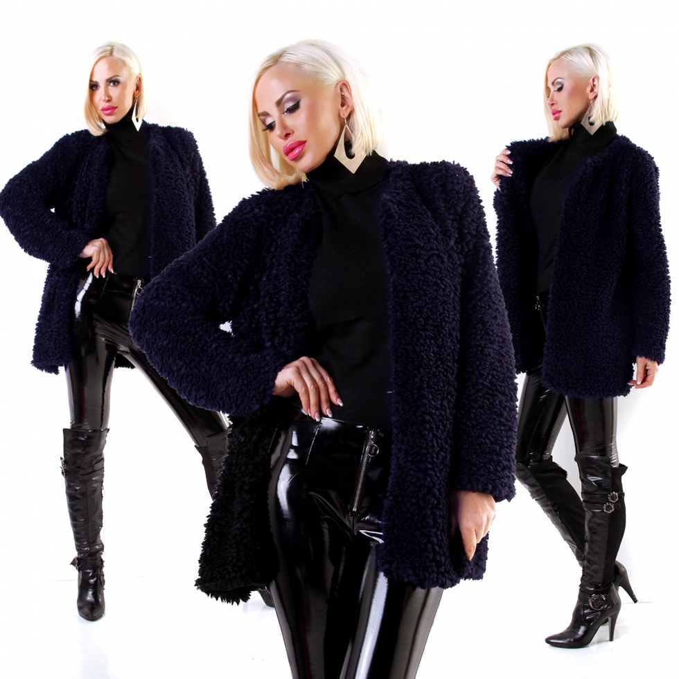 Kuschelweicher Teddyfell-Cardigan - marine