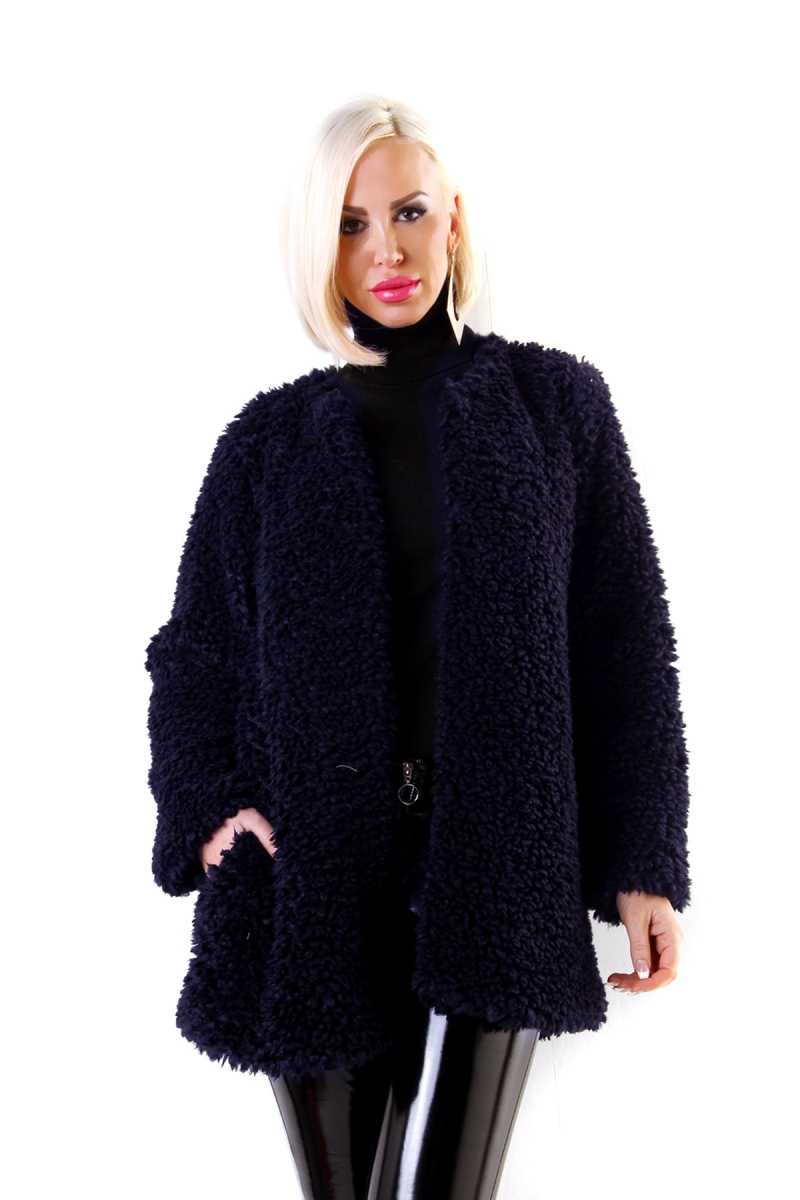 Kuschelweicher Teddyfell-Cardigan - marine