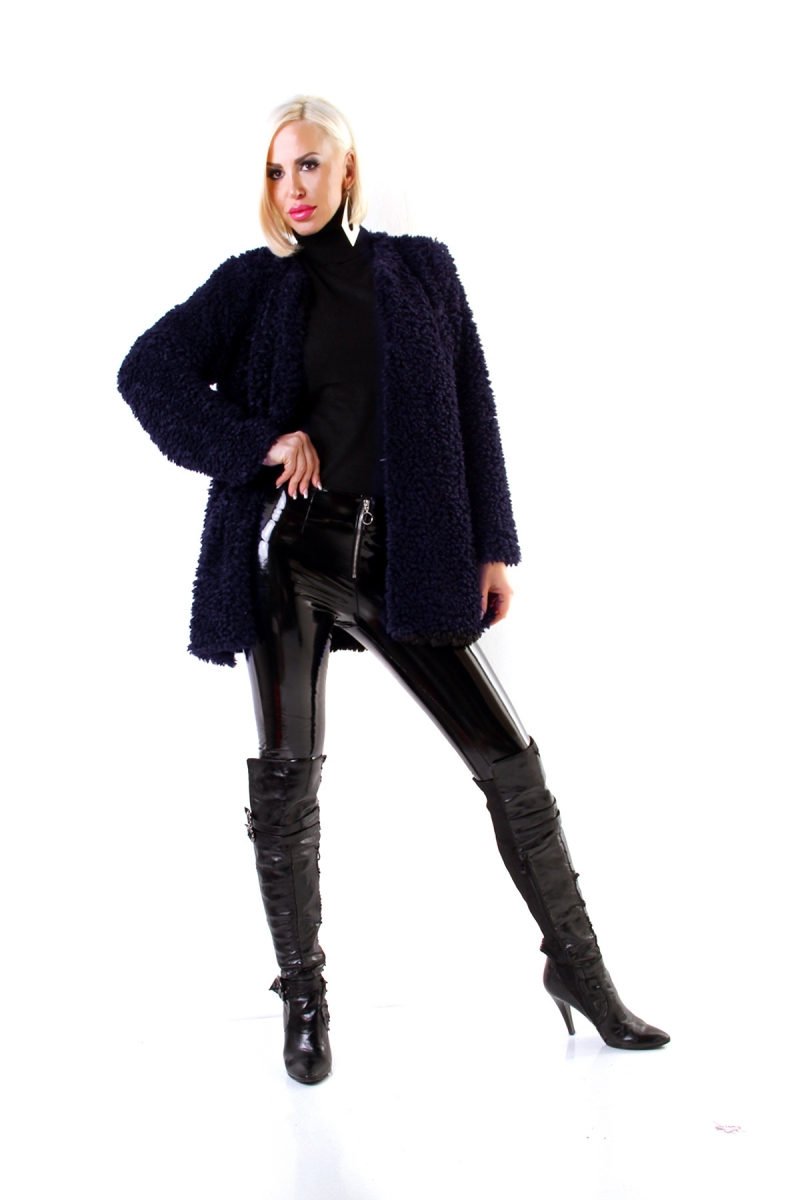 Kuschelweicher Teddyfell-Cardigan - marine