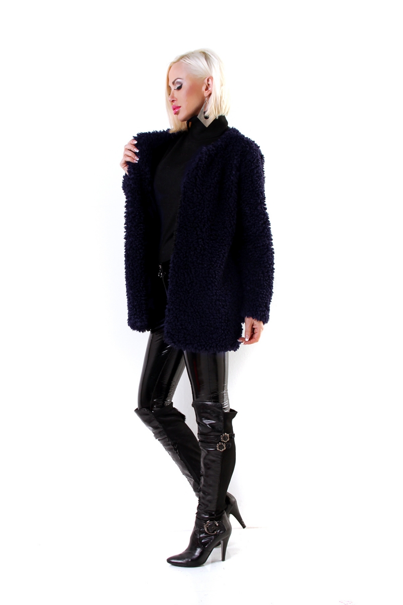 Kuschelweicher Teddyfell-Cardigan - marine