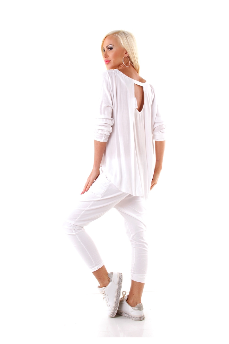 Longsleeve mit sexy Rücken-Ausschnitt- weiß