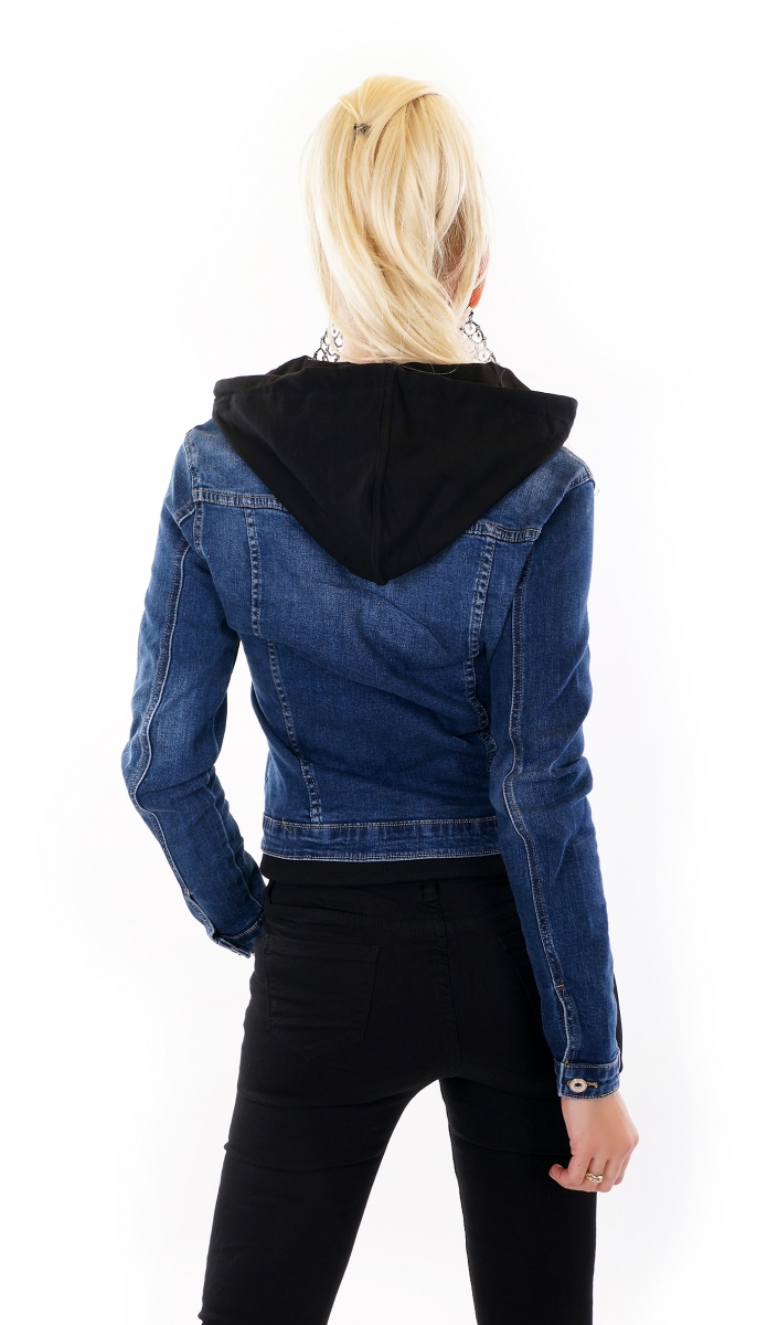 Freche Jeansjacke im modischen 2in1 Look - blau / schwarz