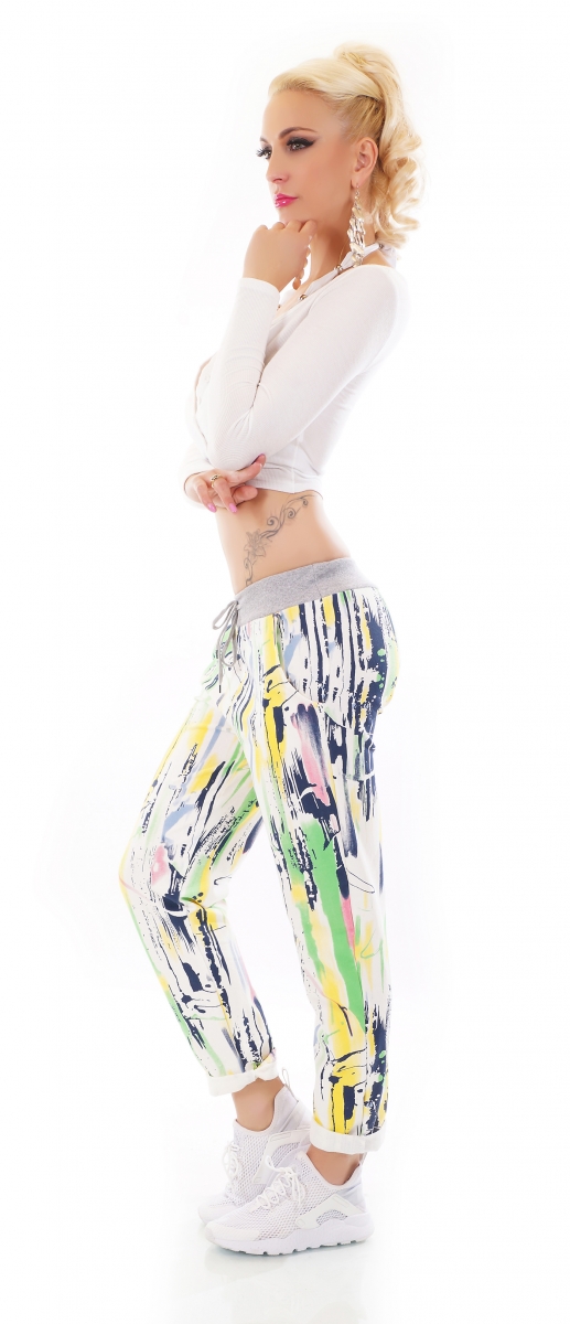 Baggy-Freizeithose im fröhlich bunten Klecks-Design - multicolor