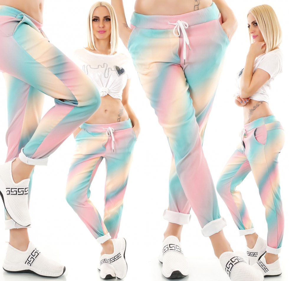 Freizeithose im bunten Regebogen-Design - multicolor