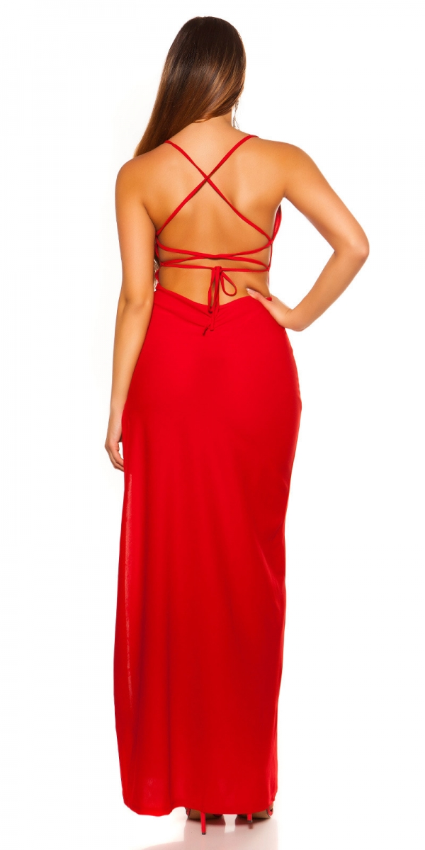 Edles Trägerkleid mit Wasserfall-Ausschnitt - rot