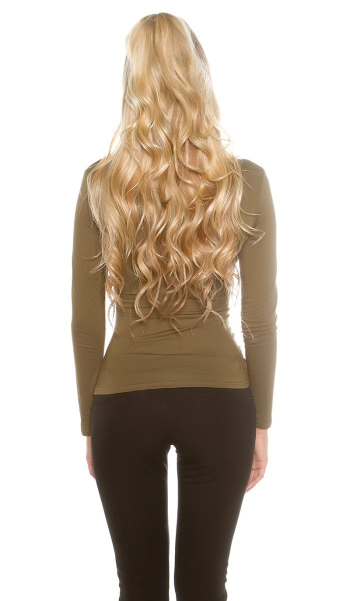 Elegantes Wickelshirt mit langen Ärmeln - khaki
