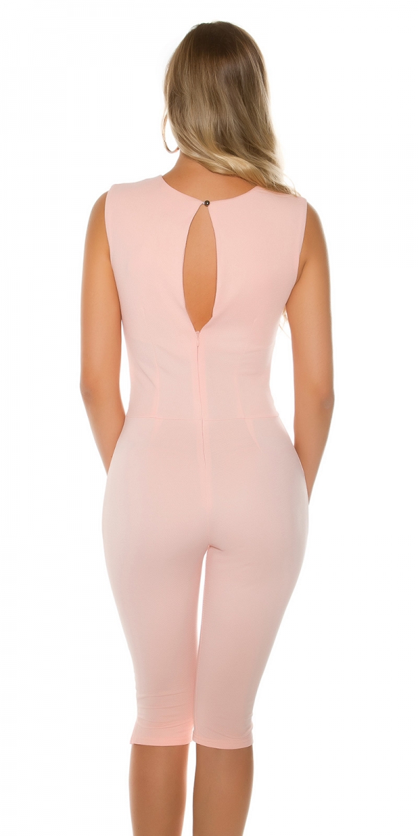 Sexy Capri Overall mit Schmuckschnalle in lachs