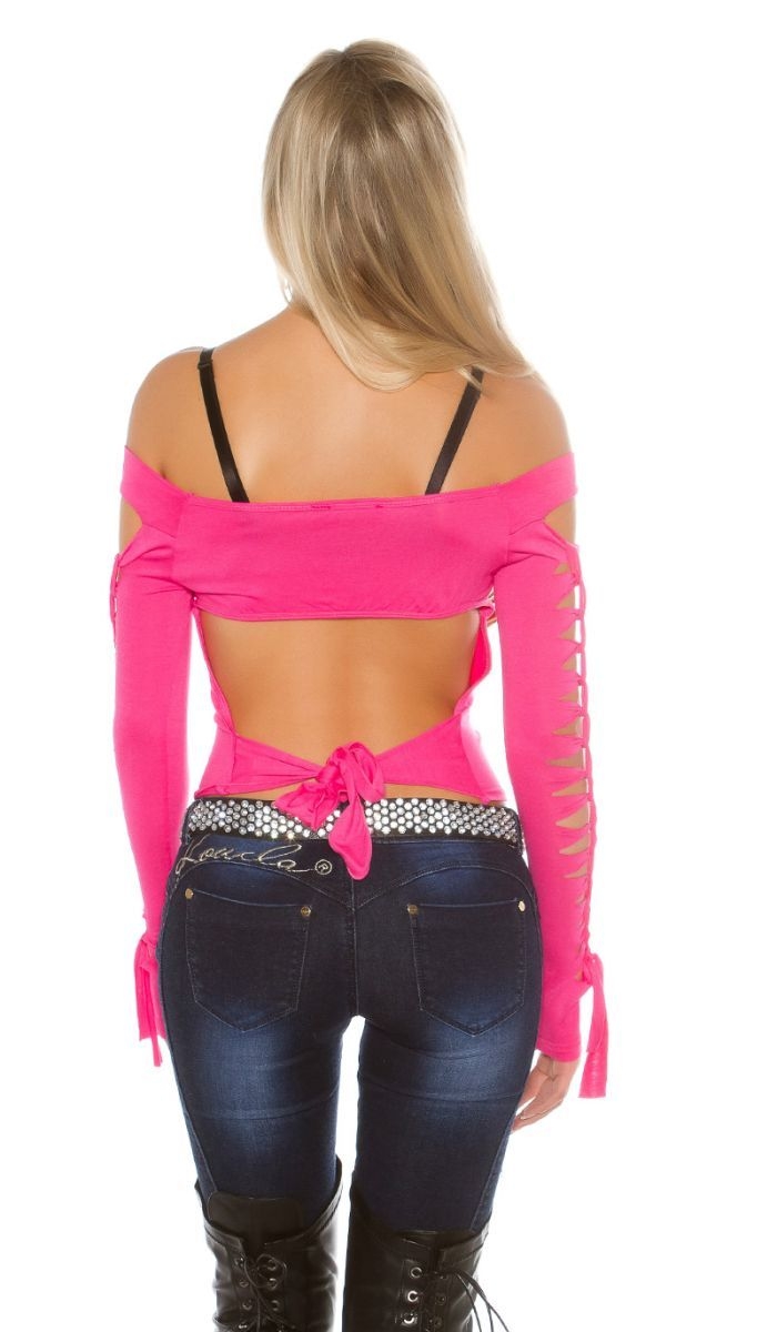 Sexy Langarmshirt - dirty Rissoptik - pink