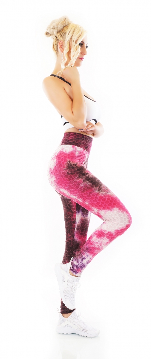 Sexy bunte High Waist Leggings mit Push-Up Effekt - pink