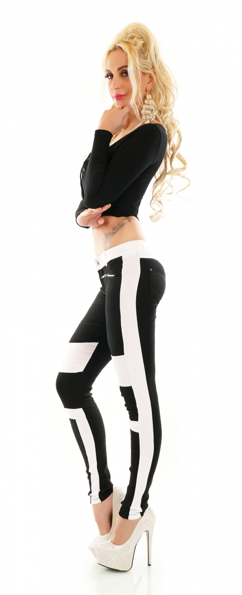 Sexy Stretch-Jeans mit schönen Kontrast-Effekten - schwarz