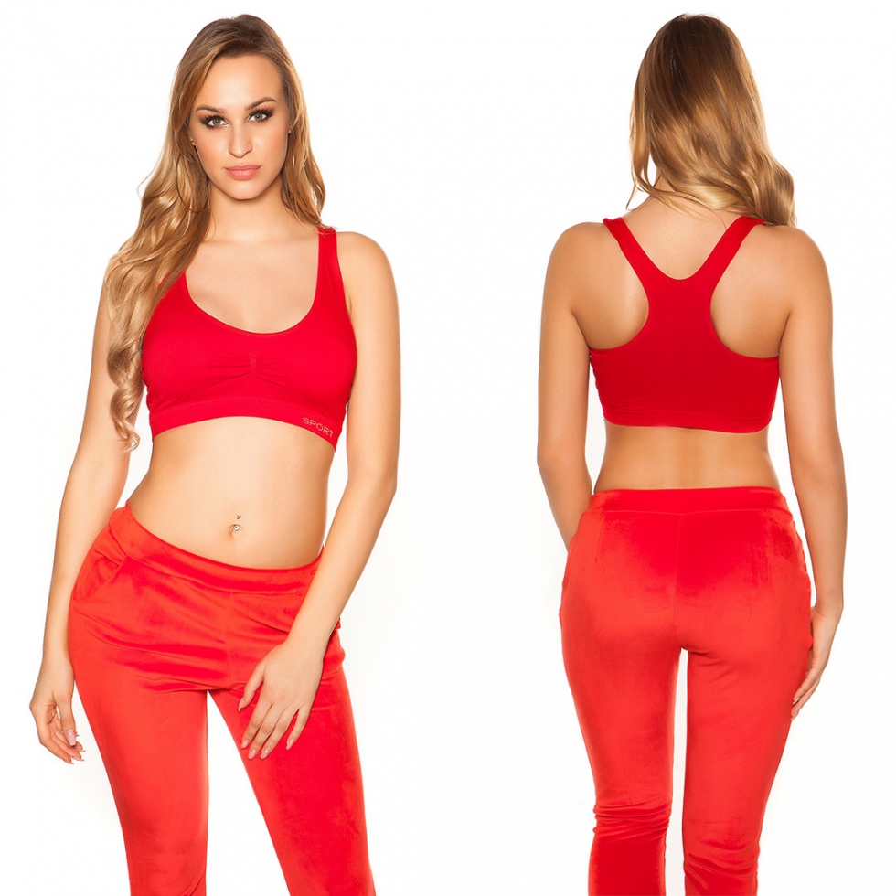 Sportliches Crop-Top mit süßer Raffung - rot