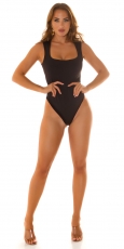 Preview: Figurbetontes Bodytop mit schmalen Träger - schwarz