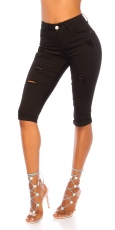 Moderne Capri-Jeans im Used-Look - schwarz