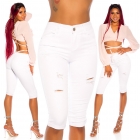 Preview: Moderne Capri-Jeans im Used-Look - weiß