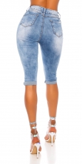 Preview: Capri- Used- Jeans mit Push-Up Look - blue washed