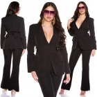 Preview: Elegante Blazer-Jacke mit Bindegürtel in schwarz