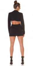 Preview: Süsses Minikleid in Blazer-Look mit Rücken-Cutout - schwarz