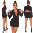 Preview: Süsses Minikleid in Blazer-Look mit Rücken-Cutout - schwarz