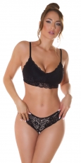 Sexy 2tlg. Dessous-Set aus zarter Spitze - schwarz