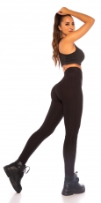 Preview: Figurbetonte Push Up Leggings im High Waist-Look - schwarz