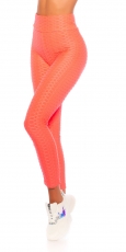 Preview: Figurbetonte Push Up Leggings im High Waist-Look - neon coral