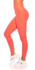 Preview: Figurbetonte Push Up Leggings im High Waist-Look - neon coral