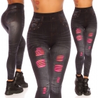 Preview: High Waist Leggings mit Spitzen-Cutouts - schwarz/pink
