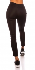 Preview: Sexy Leggings mit neonfarbenen Zierstreifen - schwarz/pink