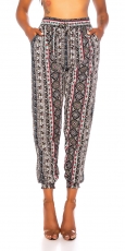 Bunte Sommer-Hose mit Bindebändchen - multicolor/pink