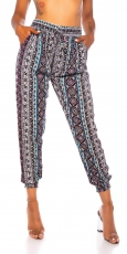 Bunte Sommer-Hose mit Bindebändchen - multicolor/türkis