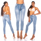 Preview: Skinny-Jeans mit aufgesetzten Reißverschluss - blue washed