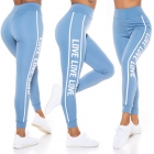 Preview: Highwaist-Leggings mit Deko-Schriftzug - blau